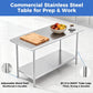 Stainless Steel Prep Table Work Table 30 x 60 with Casters NSF Adjustable Undershelf Commercial