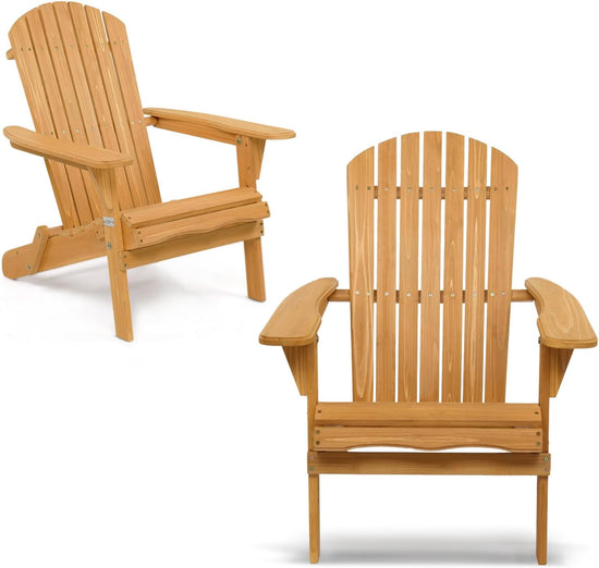 Wooden Folding Adirondack Chairs Set of 2 for Outdoor - Capacity 350LBS