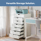 7 Drawer Chest Mobile Storage Cabinets Wooden Dresser with Wheels