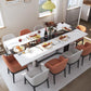 71 Inch Dining Table for 6 People, Modern White Rectangular Kitchen Table With Waterproof Wood Tabletop