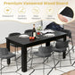 63" Modern Farmhouse Black Dining Table with 6 white chairs