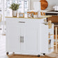 Rolling Kitchen Island on Wheels with Drop Leaf Cabinet, Drawer, Spice/Towel Rack and Outlet