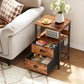 Nightstands Set of 2 End Table with 2 Fabric Drawers- Rustic Brown