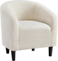 Set of 2 Accent Barrel Chair Boucle Fabric Club Chair with Cozy Soft Padded- Ivory