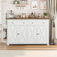 55" Buffet Sideboard Cabinet Modern Farmhouse Coffee Bar with Storage Drawers Adjustable Shelve