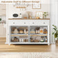 55" Buffet Sideboard Cabinet Modern Farmhouse Coffee Bar with Storage Drawers Adjustable Shelve