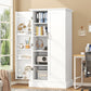 47 Inches Freestanding Pantry Cabinet - Adjustable Shelves Kitchen Storage Cabinet For Kitchen
