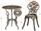 3 Pcs Outdoor Bistro Set Rust-Resistant Cast Aluminum Table and Chairs w/Umbrella Hole