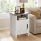 Farmhouse Nightstand with Barn Door & Storage Shelf – Rustic Bedside Table