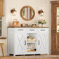 White Buffet Storage Cabinet Coffee Bar  Station with 3 Drawers & Adjustable Shelves