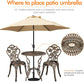 3 Pcs Outdoor Bistro Set Rust-Resistant Cast Aluminum Table and Chairs w/Umbrella Hole