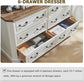 Farmhouse 6 Drawers Dresser for Bedroom, 54" Wide Wood Rustic Chest of Drawers with Natural Texture, Vintage Design