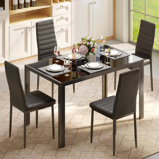 Dining Table Set Glass Dining Room Table Set for Small Spaces Kitchen Table and Chairs for 4