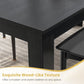 63" Modern Farmhouse Black Dining Table with 6 white chairs