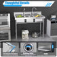Heavy-Duty 304 Stainless Steel Freestanding Utility Sink - Commercial Stainless Steel 3-Compartment Sink with Dual Hot & Cold Faucets, 39"L x 18"W x 35.9"H, 440 lbs Capacity,