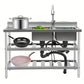 Stainless Steel 2-Compartment Kitchen Sink with Workbench, Faucet & Pipe