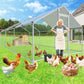 Large Chicken Coop Chicken Runs for Yard with Cover Outdoor Metal Pet Pens Poultry Cage Duck Rabbit House Backyard Use (19.2&