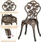 3 Pcs Outdoor Bistro Set Rust-Resistant Cast Aluminum Table and Chairs w/Umbrella Hole