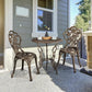 3 Pcs Outdoor Bistro Set Rust-Resistant Cast Aluminum Table and Chairs w/Umbrella Hole