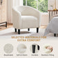 Set of 2 Accent Barrel Chair Boucle Fabric Club Chair with Cozy Soft Padded- Ivory