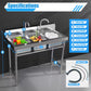 Heavy-Duty 304 Stainless Steel Freestanding Utility Sink - Commercial Stainless Steel 3-Compartment Sink with Dual Hot & Cold Faucets, 39"L x 18"W x 35.9"H, 440 lbs Capacity,
