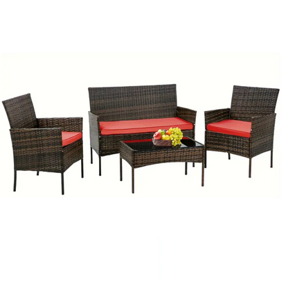 Patio Furniture Set 4 Pieces Outdoor Rattan Chair Wicker