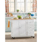 Breakfast Bar White Mobile Kitchen Island Cart with Wood Drop Leaf