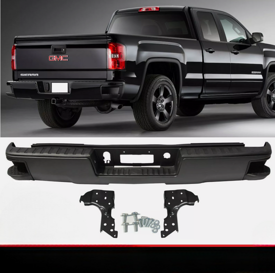Black Rear Step Bumper w/o Sensor Holes For 14-18 Chevy Silverado/Sierra 1500