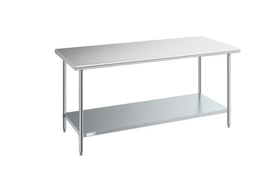 30" x 72" 18 Gauge 430 Stainless Steel Work Table with Undershelf NSF