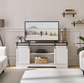 Farmhouse TV Stand 58" Entertainment Center with Sliding Barn Door White