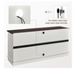 Farmhouse TV Stand 58" Entertainment Center with Sliding Barn Door White