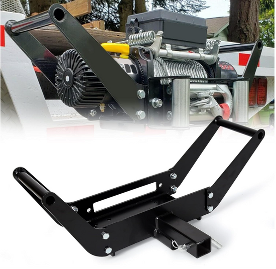 Foldable Winch Mount Plate for 2" Hitch Receiver or 8000 lb to 13000 lb Winches