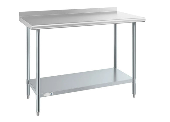 Stainless Steel Kitchen Prep Table 48 x 24 Inches with Backsplash