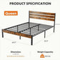 New Queen Bed Frame with Headboard and Footboard No Box Spring Needed- Rustic