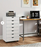 7 Drawer Chest Mobile Storage Cabinets Wooden Dresser with Wheels