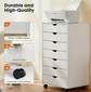 7 Drawer Chest Mobile Storage Cabinets Wooden Dresser with Wheels