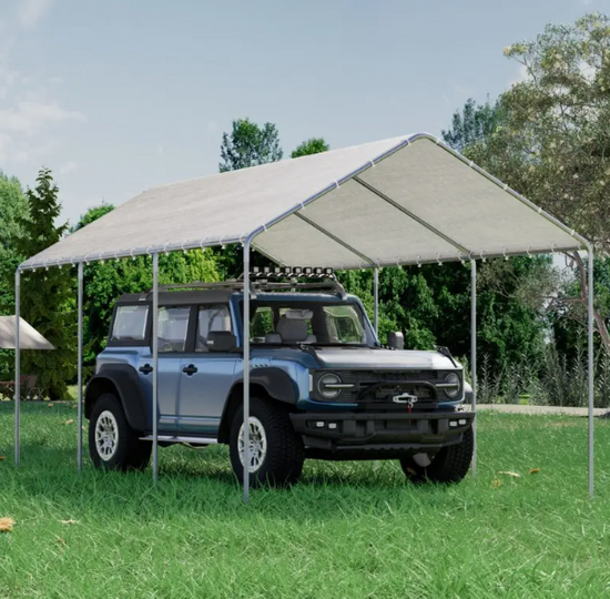 10x20 Heavy Duty Carports, UV Protected Garage Car Shelter, Outdoor Portable Garage for Car, Boat Tent, White