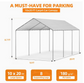 10x20 Heavy Duty Carports, UV Protected Garage Car Shelter, Outdoor Portable Garage for Car, Boat Tent, White
