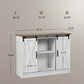 Coffee Bar Cabinet with Sliding Barn Doors, 42”Farmhouse TV Stand Adjustable Shelves
