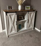 42” Coffee Bar Cabinet Farmhouse TV Stand Adjustable Shelves Sliding Barn Doors