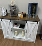 42” Coffee Bar Cabinet Farmhouse TV Stand Adjustable Shelves Sliding Barn Doors
