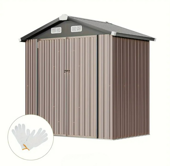 Metal Outdoor Storage Shed 6.3 x 4.2 Ft Steel Utility Tool Shed Storage House with Door & Lock