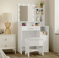 White Makeup Vanity Desk with Mirror with 3 Lighting Modes Adjustable Brightness