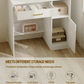 White Makeup Vanity Desk with Mirror with 3 Lighting Modes Adjustable Brightness