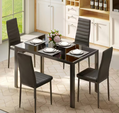 Dining Table Set Glass Dining Room Table Set for Small Spaces Kitchen Table and Chairs for 4
