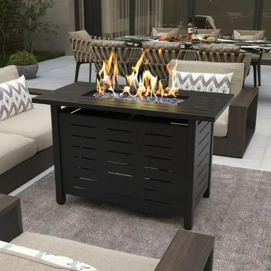 40" Fire Pit Propane Gas Tabletop 50, 000 BTU with Lid, Rain Cover, for Outside Garden Backyard