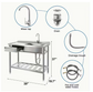 New 39" Stainless Steel Sink with Workbench & Storage Shelf Hot & Cold Water Pipes & Faucet