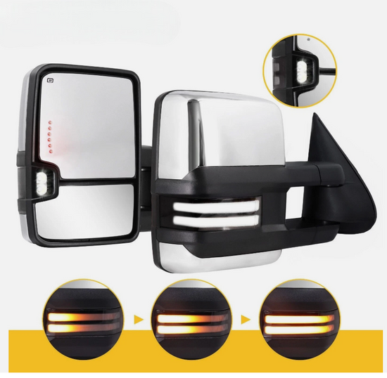 Chrome Tow Mirrors Switchback For 03-06 Chevy Silverado Sierra 1500 2500HD 3500