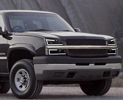 LED DRL Headlights Bumper Lamps Black Clear Fit For 03-07 Silverado Avalanche