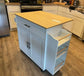 Rolling Kitchen Island on Wheels with Drop Leaf Cabinet, Drawer, Spice/Towel Rack and Outlet
